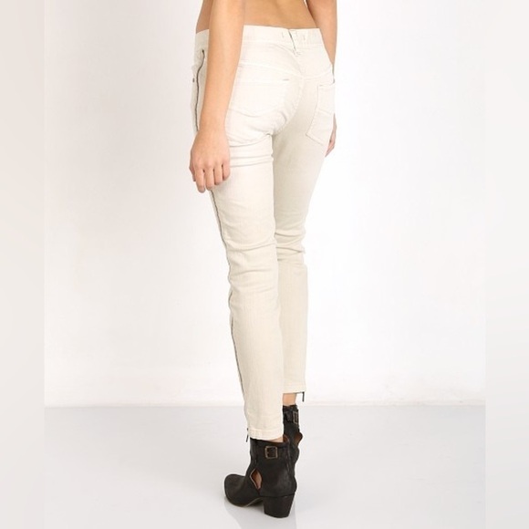 Free People Levon Zipper Skinny Jeans- Bone - Picture 4 of 14